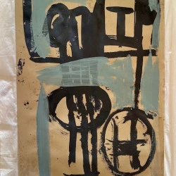 "sans titre" - encre sur papier sur toile coton libre 2022 - Luc Lerouge 