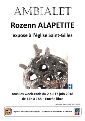 Affiche Exposition de Mosaïques d'Art de Rozenn ALAPETITE - Eglise St Gilles d'Ambialet