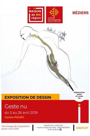 Affiche Exposition de dessin " Geste nu" par Corine PAGNY