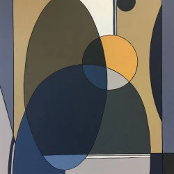 AG_55 "Bleu et jaune équilibre " - Peinture acrylique sur toile 97x72 cm Exposition "Imagine" Paris - Mr Jean Michel Tiberie collection privée 