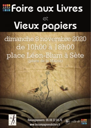 Affiche Foire aux livres et vieux papiers avec témathique