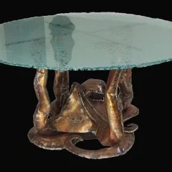 Table Poulpe - Cuivre / Bronze / Verre 150 x 75 cm