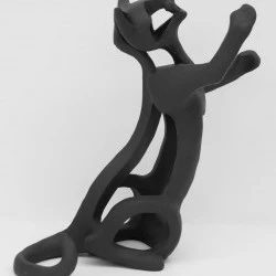 Chat jouant épure - Grès noir