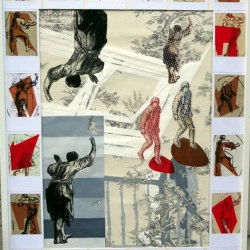 Velux-Polaroid - Acrylique et sérigraphie sur tapisserie 113 x 72cm - 500 