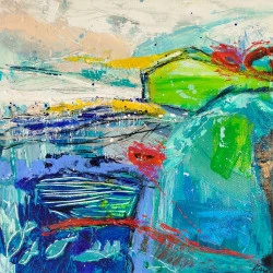 Jardins aquatiques, l'océan 4 - Acrylque, huile, craie grasse, fusain, crayon - Elisabeth Augendre 