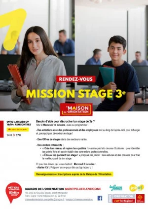 Affiche Mission Stage 3ème : Atelier CV – Montpellier