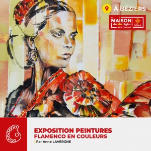 Affiche Exposition "FLAMENCO EN COULEURS" par Anne LAVERGNE