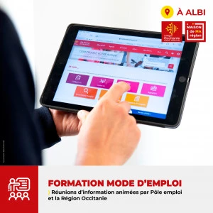Affiche Formation mode d'emploi - Réunions d'information animées par Pôle emploi et la Région Occitanie