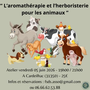 Affiche Atelier aromathérapie et phytothérapie pour les animaux