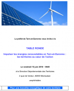 Affiche Table ronde "Impulser les énergies renouvelables en Tarn-et-Garonne : les territoires au coeur de l'action"