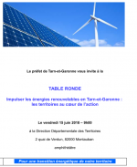 Affiche Table ronde "Impulser les énergies renouvelables en Tarn-et-Garonne : les territoires au coeur de l'action"